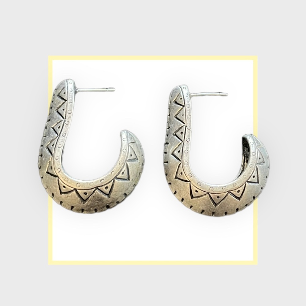 Chico's Silver Abstract Design Earrings
